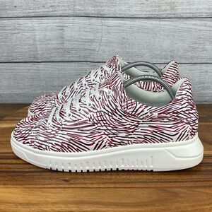 Emporio Armani Men’s White Leather Thick Sole Red Black Brushstroke Shoe Size 9